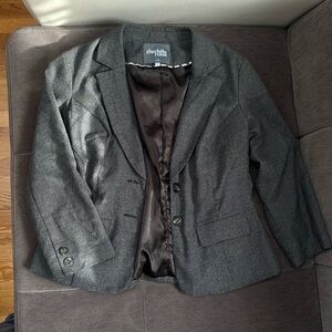Charcoal Blazer with Button Accents